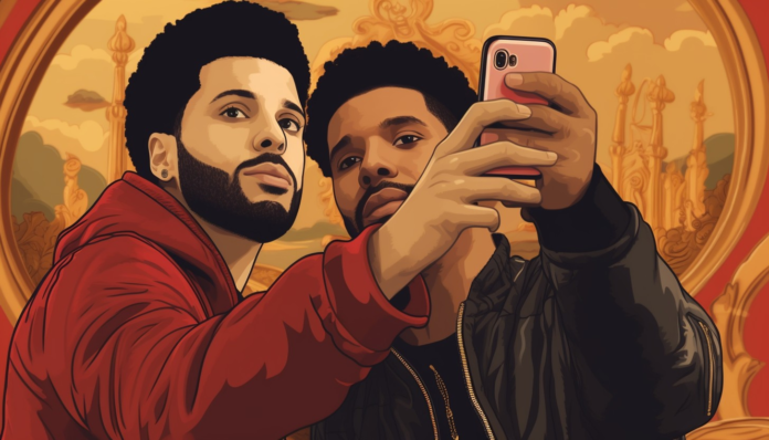 drake-and-the-weekend-side-by-side-taking-a-selfie-f55d0885-99a6-4a55-9432-c5690d4dbeb2