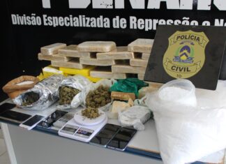 Polícia encontra mais de 30 kg de drogas e prende duas pessoas em casa usada para o tráfico em Palmas