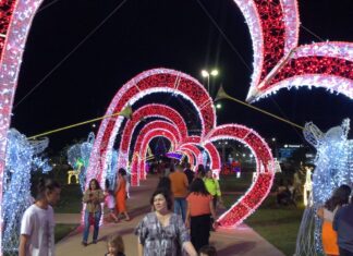 Luzes de natal são inauguradas em Palmas e programação cultural deve continuar após temporal
