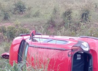Motorista capota carro após perder o controle em curva da TO-335 e fica ferido