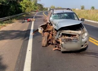Motociclista morre após bater de frente com carro em rodovia