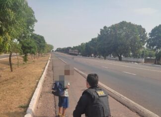 Menino de seis anos é resgatado após ser encontrado andando sozinho na BR-153