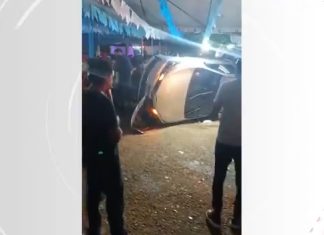 Motorista atropela e deixa duas mulheres gravemente feridas durante festejo; VÍDEO