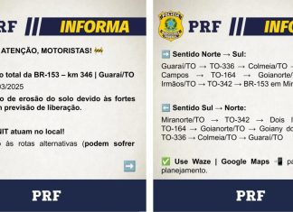 Trecho da BR-153 interditado por risco de rompimento de barragem tem meia pista liberada e trânsito em sistema de ‘pare e siga’