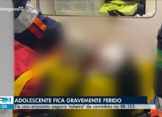 Adolescente fica ferido após pegar carona na ‘rabeira’ de caminhão na BR-153