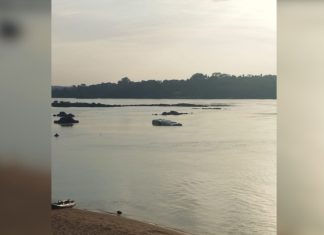 Ônibus de turismo cai no rio Tocantins ao entrar em balsa e motorista fica preso dentro do veículo