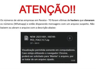 Suspeita de crime cibernético é investigada após disparo de mensagens com arquivo malicioso