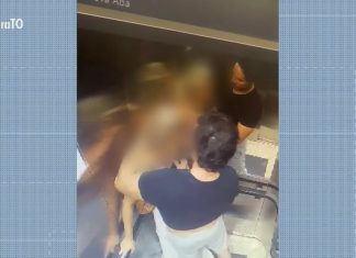 Câmera registra momento em que suspeito de agressão puxa namorada de elevador em hotel de Palmas