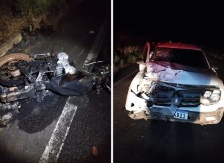 Moto pega fogo após acidente com picape e jovem de 18 anos morre no TO
