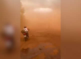 Vento forte e nuvem de poeira gigante são registrados no interior do TO; VÍDEO