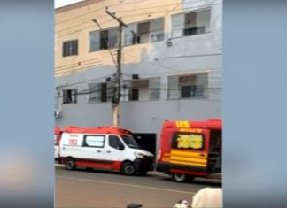 Trabalhador fica gravemente ferido após sofrer descarga elétrica enquanto pintava parede de prédio