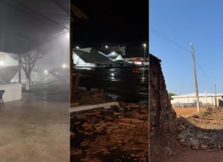 Ventos fortes derrubam tendas e árvores durante temporal em Colinas do Tocantins